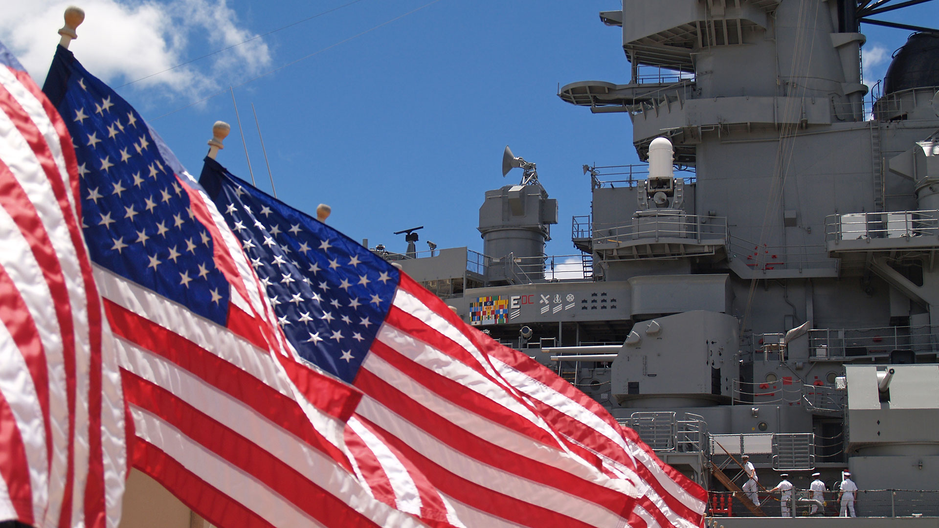 American Flag with Navy Ship